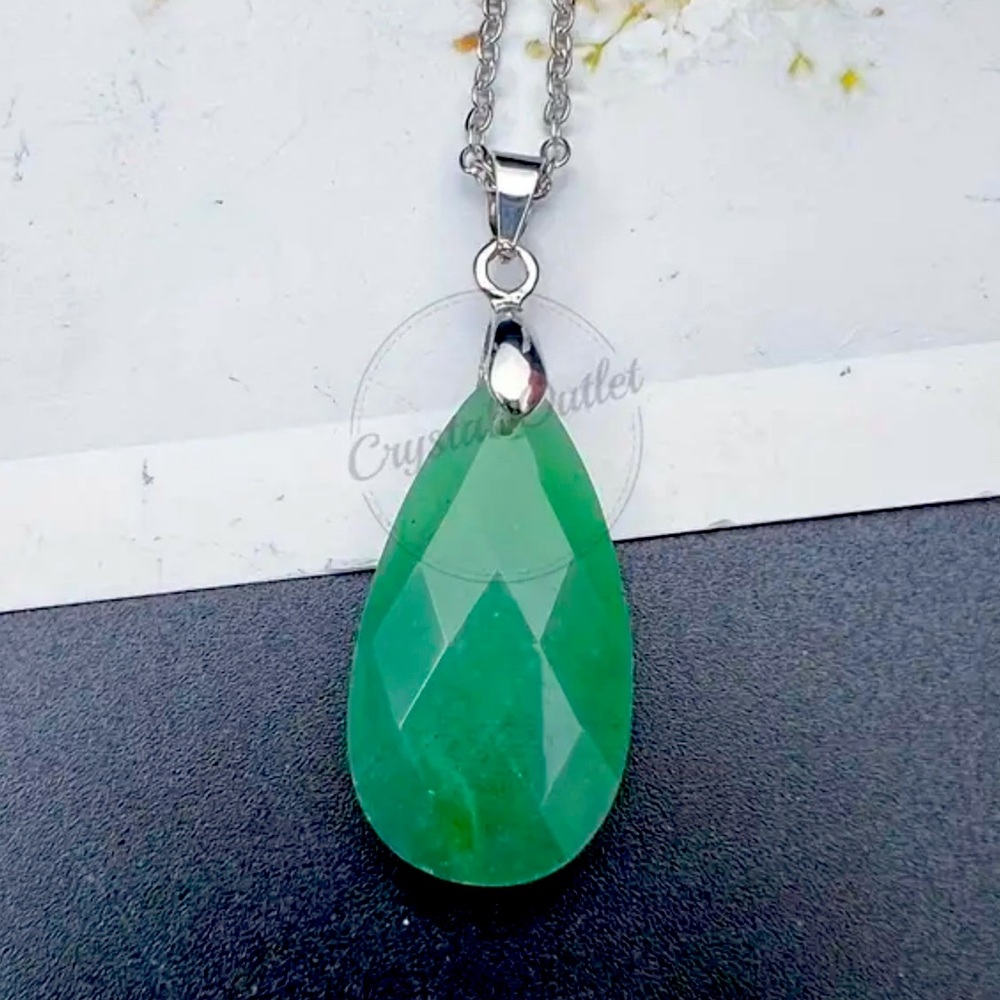 Faceted Green Adventurine Gemstone Necklace